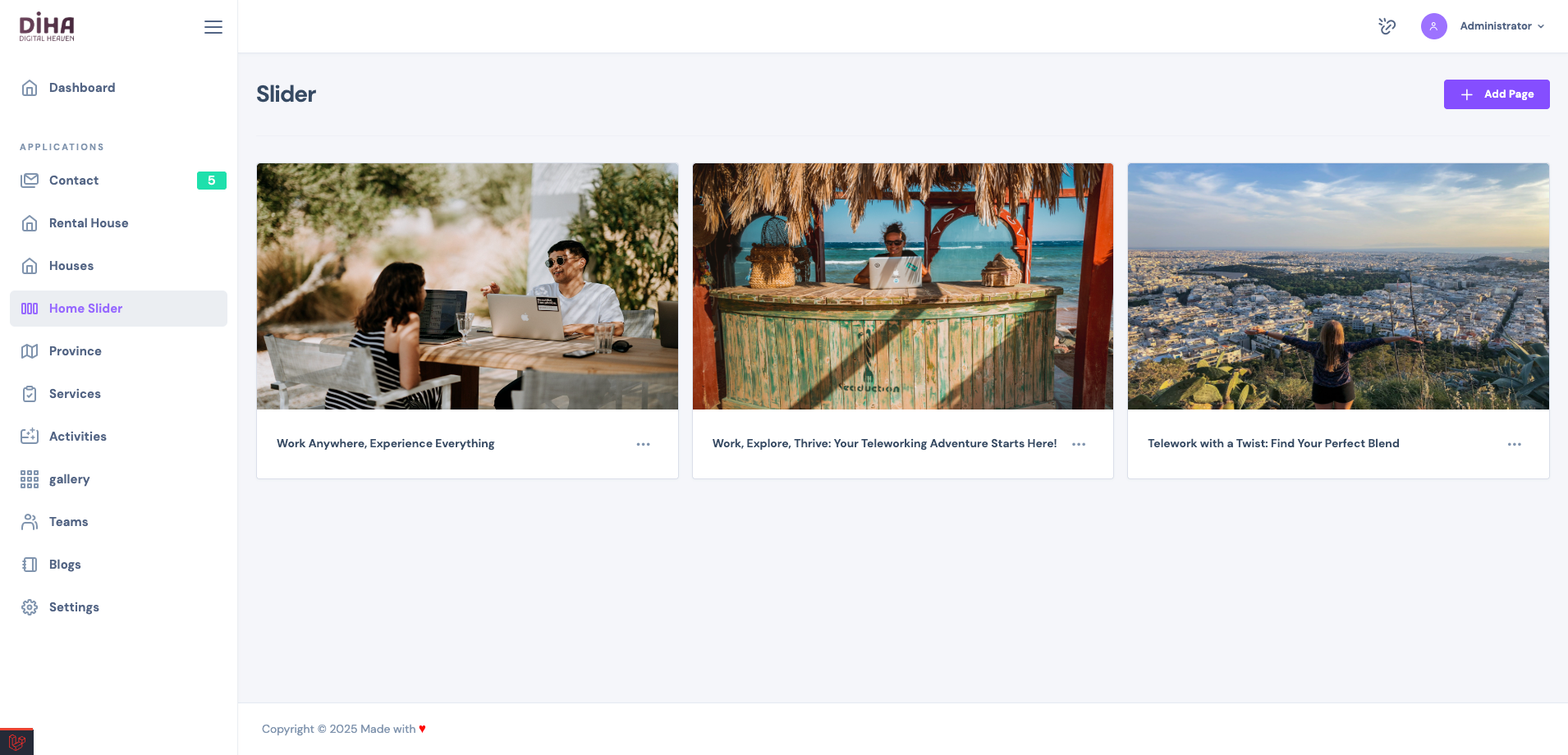 Admin – Homepage Slider Management