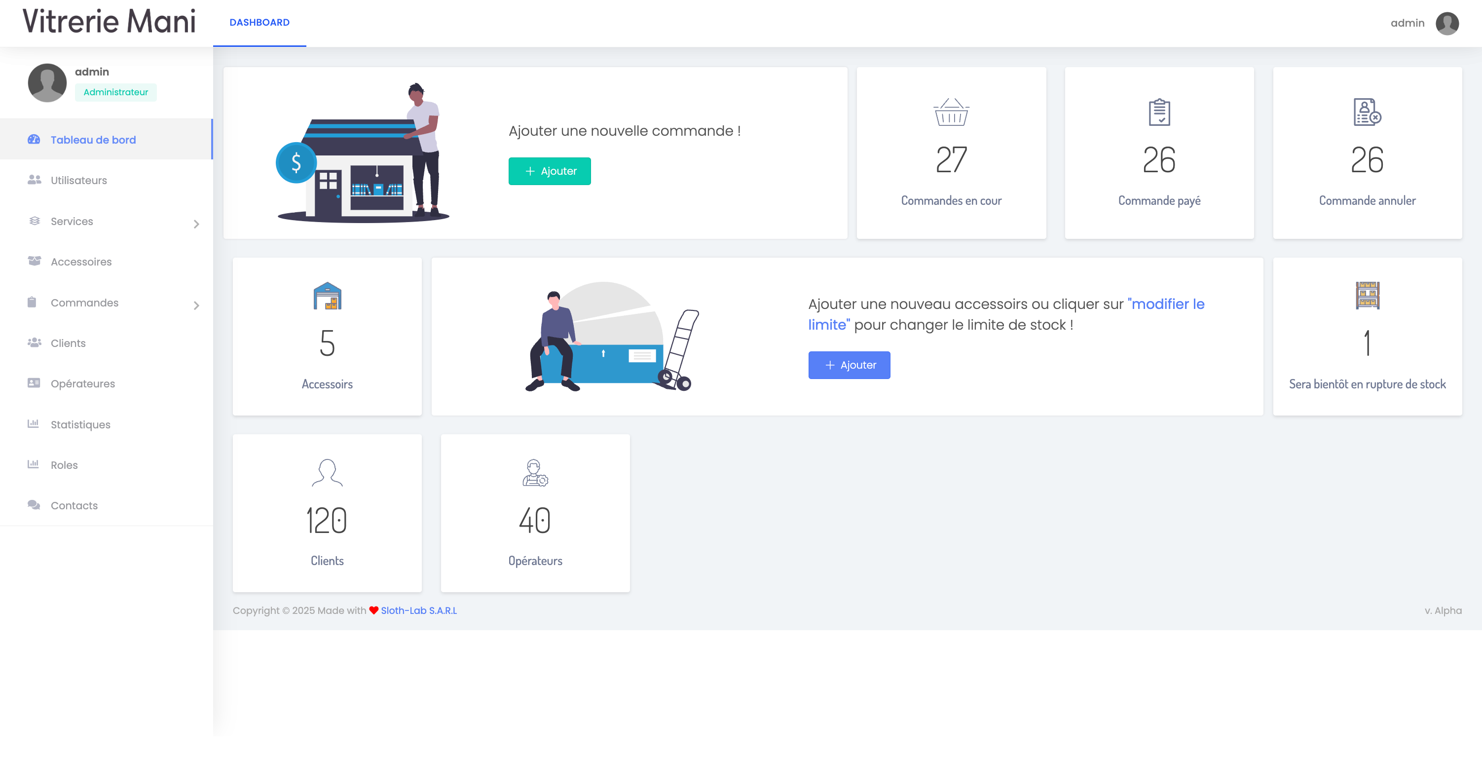 Admin Dashboard with Statistics Overview
