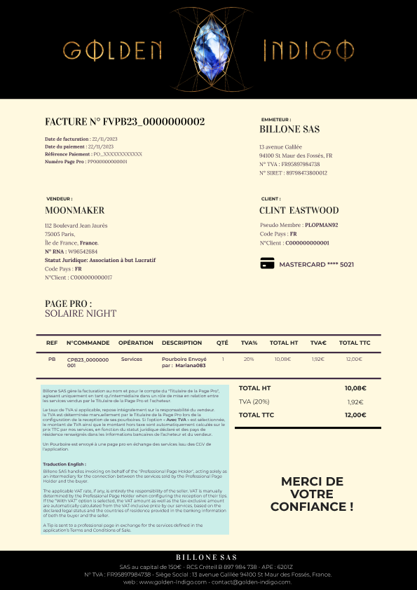 Tip Payment Invoice