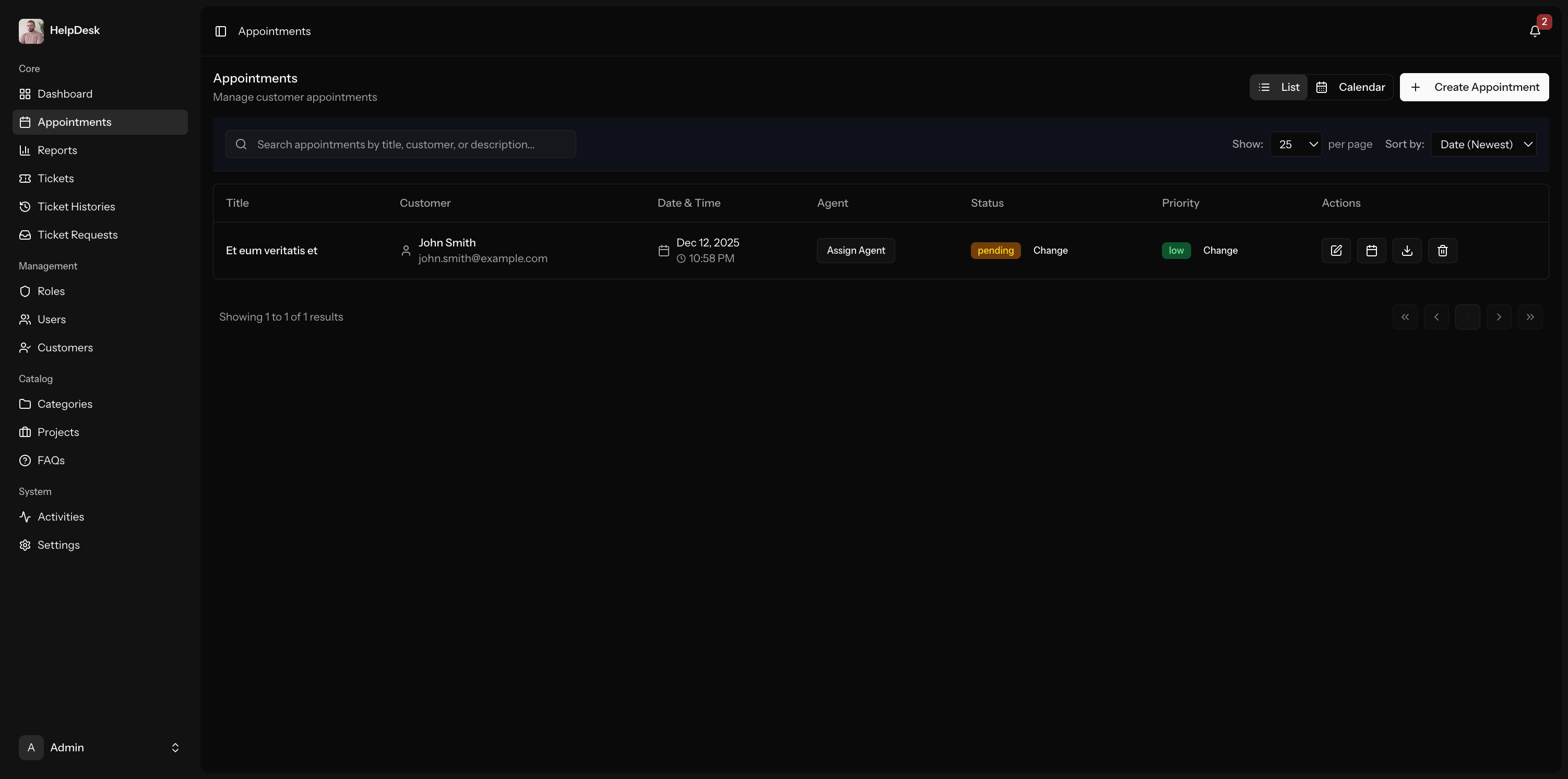 Appointment Calendar View