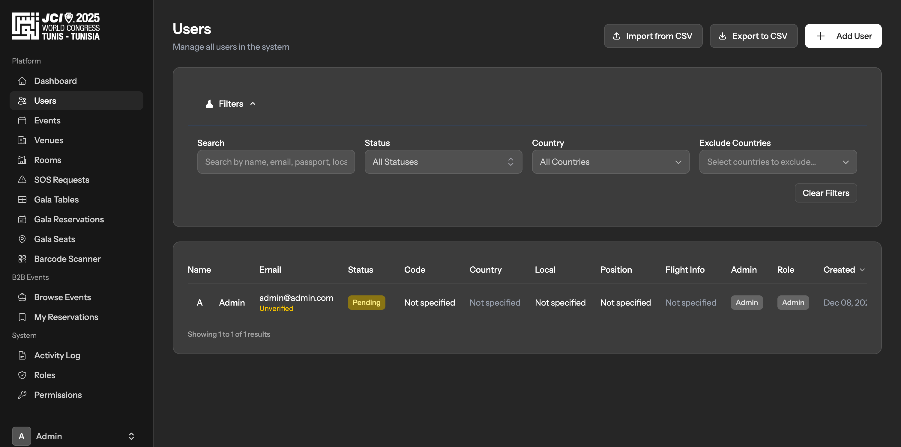 Event Scheduling Interface