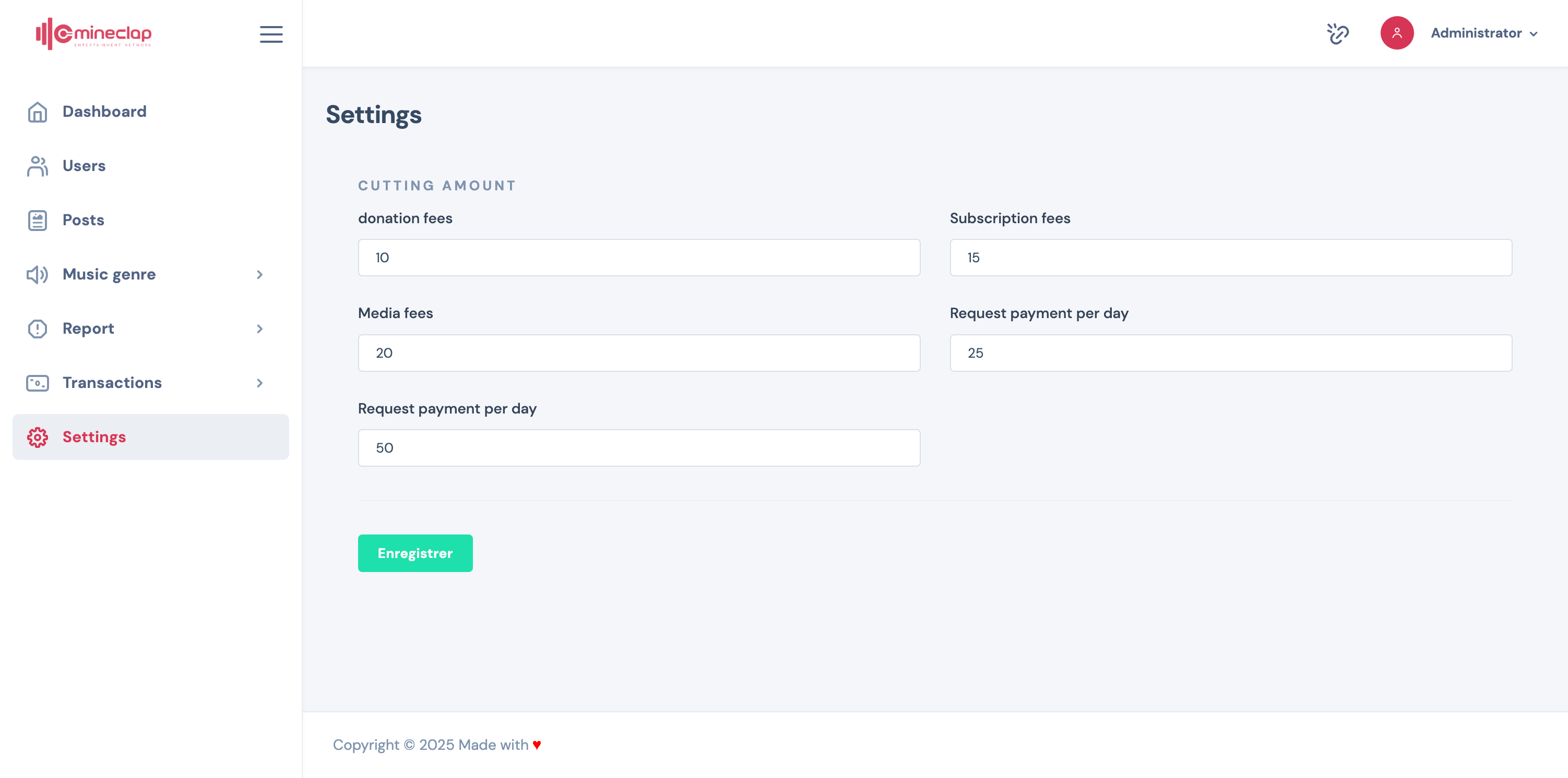 Platform Settings Configuration Panel